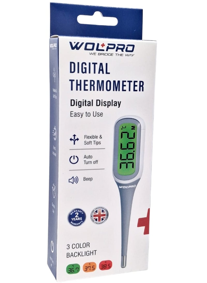 WOLAID Wolpro Flexi Tip Digital Thermometer, 8 Sec Fast Measurement - Image 1